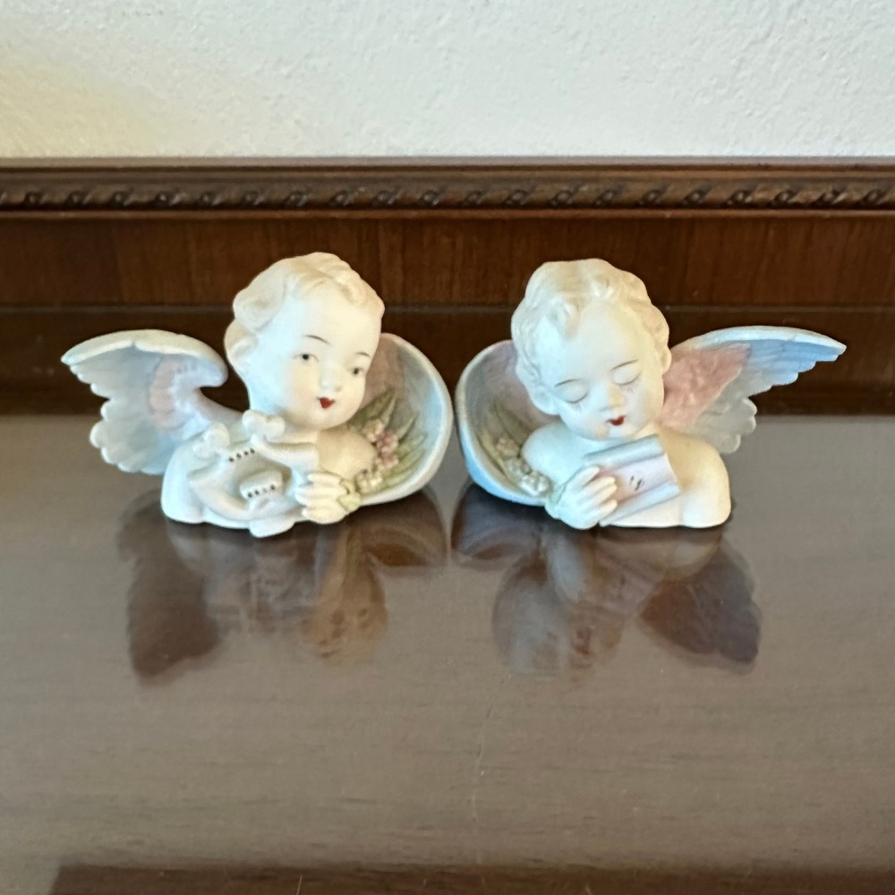 2 Vintage Lefton‎ China Occupied Japan Angel Cherub Figurines Porcelain 432